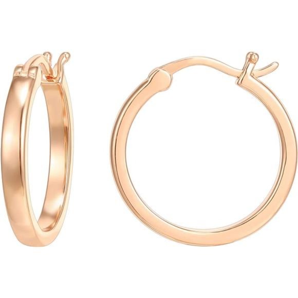 14K Gold Plated Earrings Lightweight Hoops 20mm/30mm Gold Hoop - Picture 1 of 5